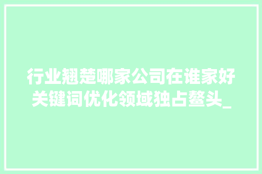 行业翘楚哪家公司在谁家好关键词优化领域独占鳌头_关键词优化公司谁家好