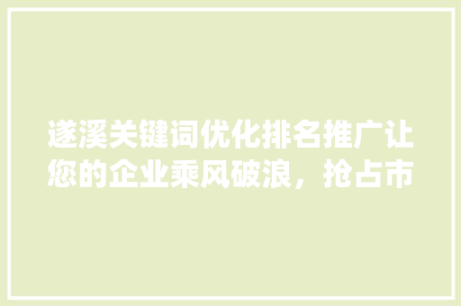 遂溪关键词优化排名推广让您的企业乘风破浪，抢占市场先机_遂溪关键词优化排名推广