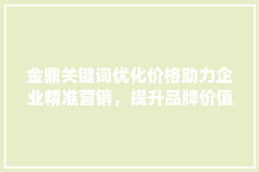 金鼎关键词优化价格助力企业精准营销，提升品牌价值_金鼎关键词优化价格