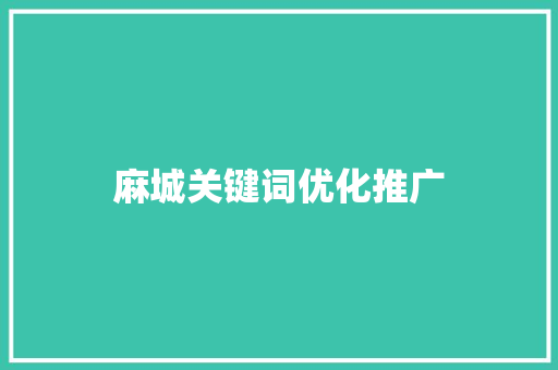 麻城关键词优化推广  第1张