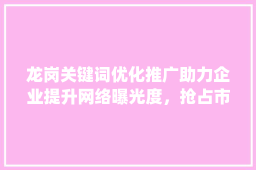 龙岗关键词优化推广助力企业提升网络曝光度，抢占市场先机_龙岗关键词优化推广公司