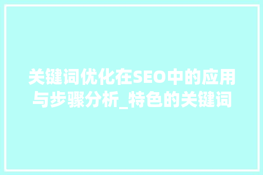 关键词优化在SEO中的应用与步骤分析_特色的关键词排名优化