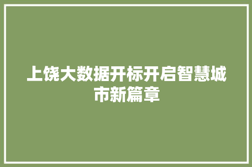 上饶大数据开标开启智慧城市新篇章