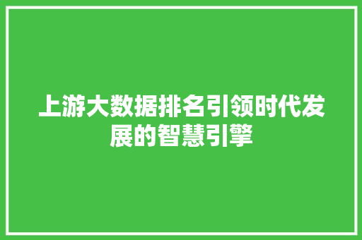 上游大数据排名引领时代发展的智慧引擎