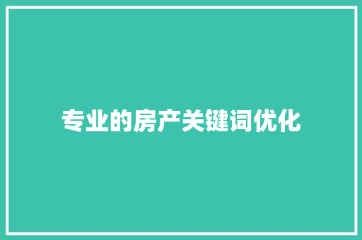 专业的房产关键词优化