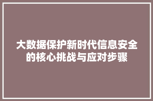 大数据保护新时代信息安全的核心挑战与应对步骤  第1张