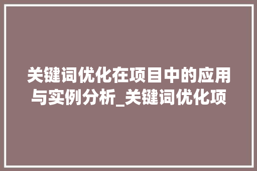 关键词优化在项目中的应用与实例分析_关键词优化项目举例讲解