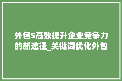 外包S高效提升企业竞争力的新途径_关键词优化外包s