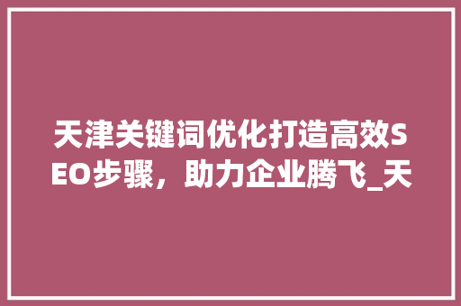 天津关键词优化打造高效SEO步骤，助力企业腾飞_天津关键词优化选哪家