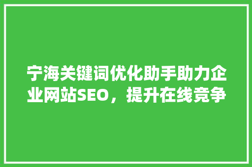 宁海关键词优化助手助力企业网站SEO，提升在线竞争力_宁海关键词优化助手
