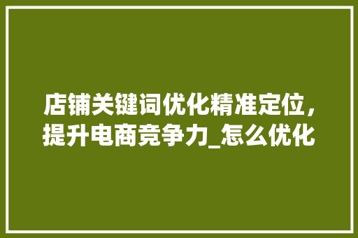 店铺关键词优化精准定位，提升电商竞争力_怎么优化店铺关键词  第1张
