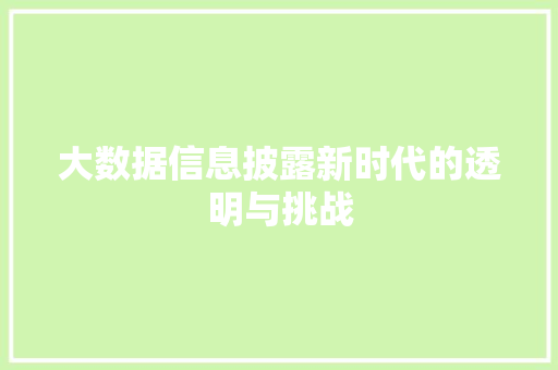 大数据信息披露新时代的透明与挑战