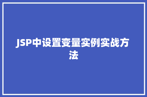 JSP中设置变量实例实战方法