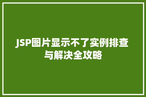 JSP图片显示不了实例排查与解决全攻略