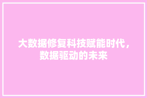 大数据修复科技赋能时代，数据驱动的未来  第1张