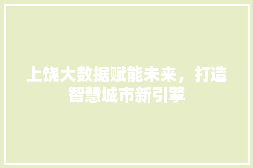 上饶大数据赋能未来，打造智慧城市新引擎