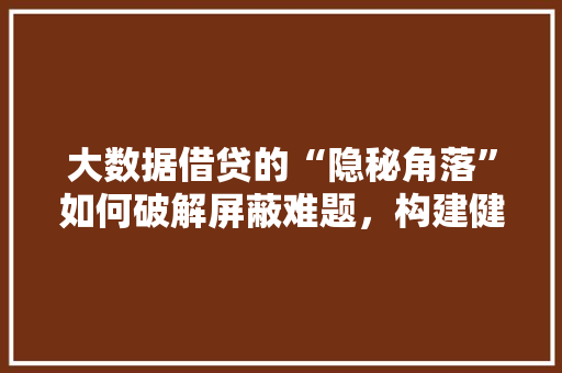 大数据借贷的“隐秘角落”如何破解屏蔽难题，构建健康金融生态  第1张