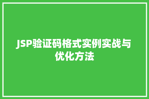 JSP验证码格式实例实战与优化方法