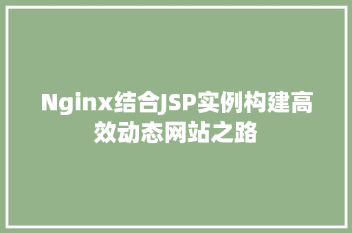 Nginx结合JSP实例构建高效动态网站之路
