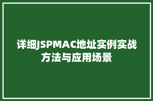 详细JSPMAC地址实例实战方法与应用场景