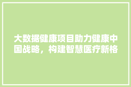 大数据健康项目助力健康中国战略，构建智慧医疗新格局  第1张