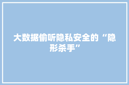 大数据偷听隐私安全的“隐形杀手”