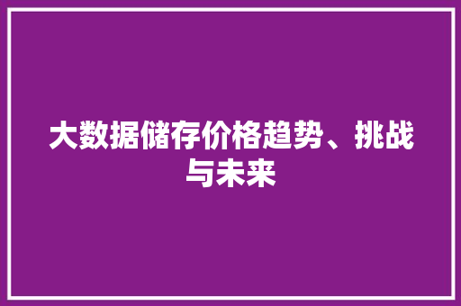 大数据储存价格趋势、挑战与未来