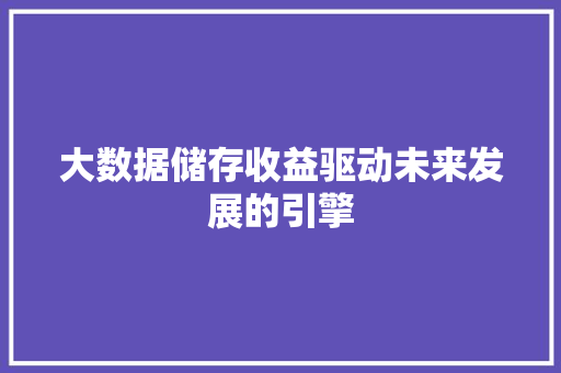 大数据储存收益驱动未来发展的引擎
