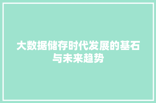 大数据储存时代发展的基石与未来趋势