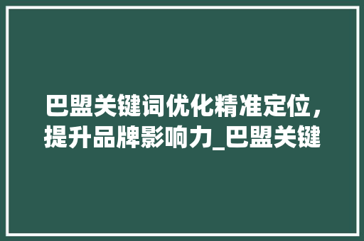 巴盟关键词优化精准定位，提升品牌影响力_巴盟关键词优化多少钱