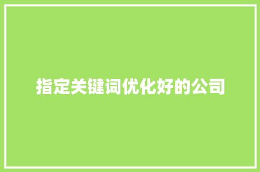指定关键词优化好的公司