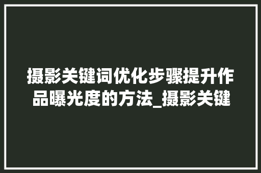 摄影关键词优化步骤提升作品曝光度的方法_摄影关键词优化计划书