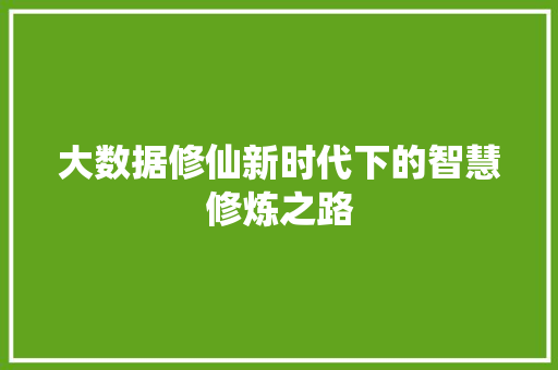 大数据修仙新时代下的智慧修炼之路