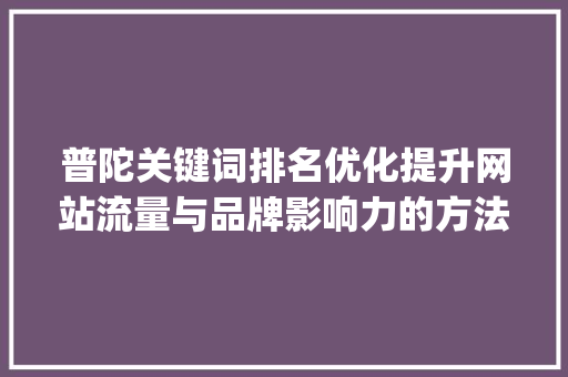 普陀关键词排名优化提升网站流量与品牌影响力的方法_普陀关键词排名优化地址