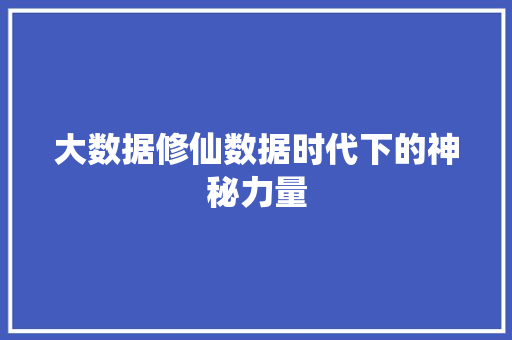 大数据修仙数据时代下的神秘力量