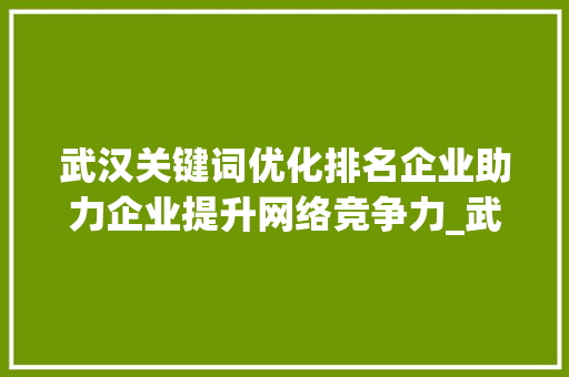 武汉关键词优化排名企业助力企业提升网络竞争力_武汉关键词优化排名企业