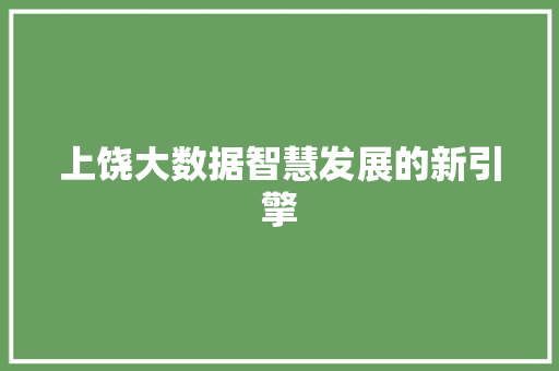 上饶大数据智慧发展的新引擎