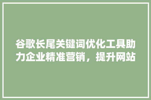 谷歌长尾关键词优化工具助力企业精准营销，提升网站流量_谷歌长尾关键词优化工具  第1张
