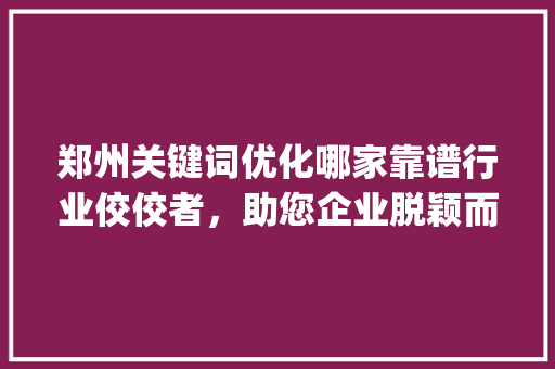 郑州关键词优化哪家靠谱行业佼佼者，助您企业脱颖而出_郑州关键词优化哪家靠谱