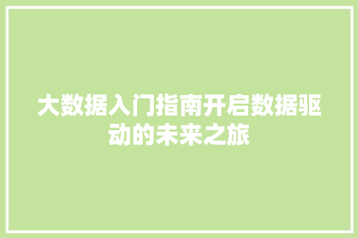 大数据入门指南开启数据驱动的未来之旅  第1张