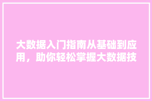 大数据入门指南从基础到应用，助你轻松掌握大数据技术
