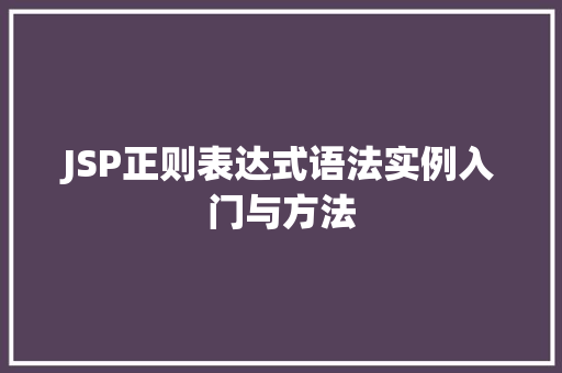 JSP正则表达式语法实例入门与方法