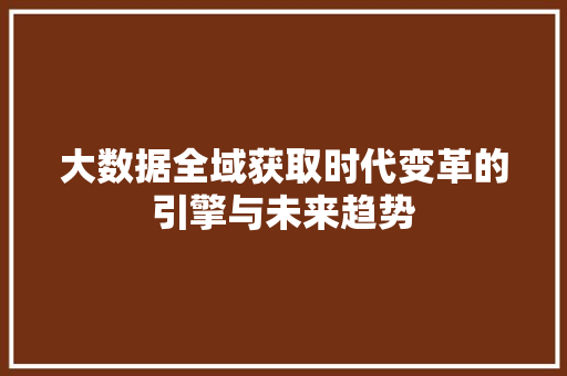 大数据全域获取时代变革的引擎与未来趋势  第1张
