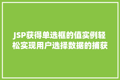 JSP获得单选框的值实例轻松实现用户选择数据的捕获