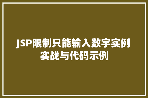 JSP限制只能输入数字实例实战与代码示例  第1张