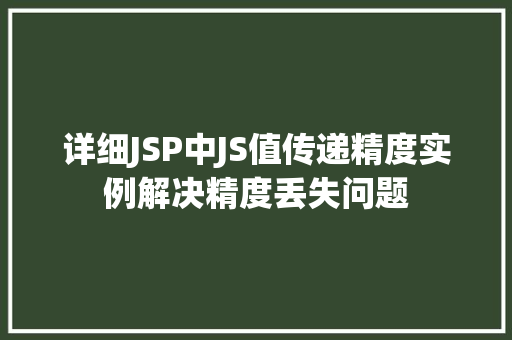 详细JSP中JS值传递精度实例解决精度丢失问题  第1张