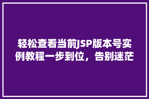 轻松查看当前JSP版本号实例教程一步到位，告别迷茫