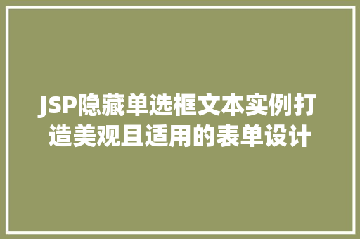 JSP隐藏单选框文本实例打造美观且适用的表单设计