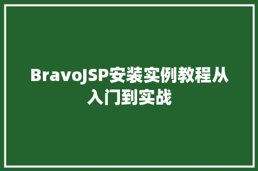 BravoJSP安装实例教程从入门到实战