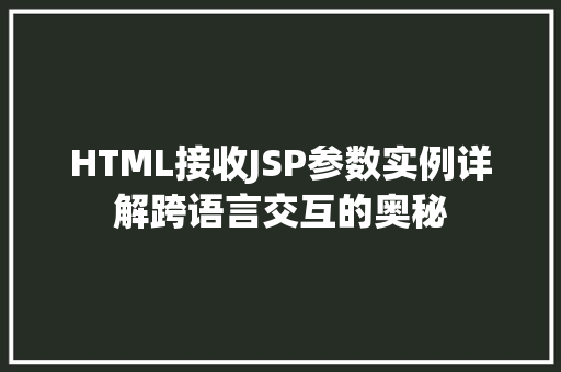 HTML接收JSP参数实例详解跨语言交互的奥秘  第1张